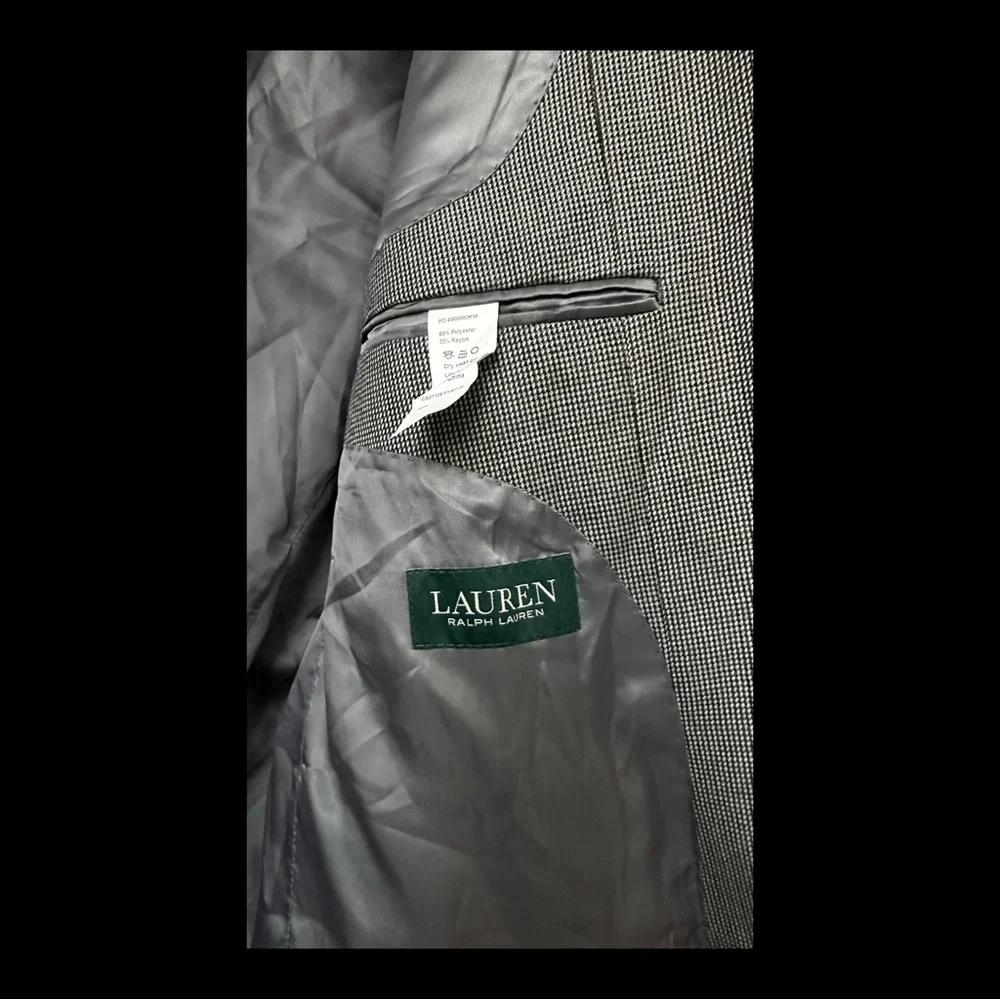 Men's Lauren Ralph Lauren Gray Houndstooth Blazer Jacket 46 R‎